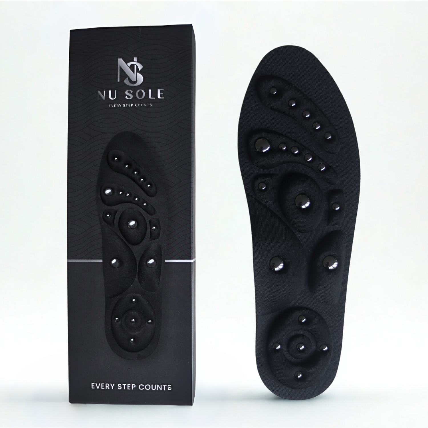 Magnetic foot technology and foot arch support for all three arches insoles for flat feet. NuSole shoe inserts for foot and heel pain. Free Shipping $100. 